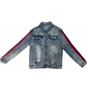 Sz Large kilogram Classic Blue Denim Jacket side striped